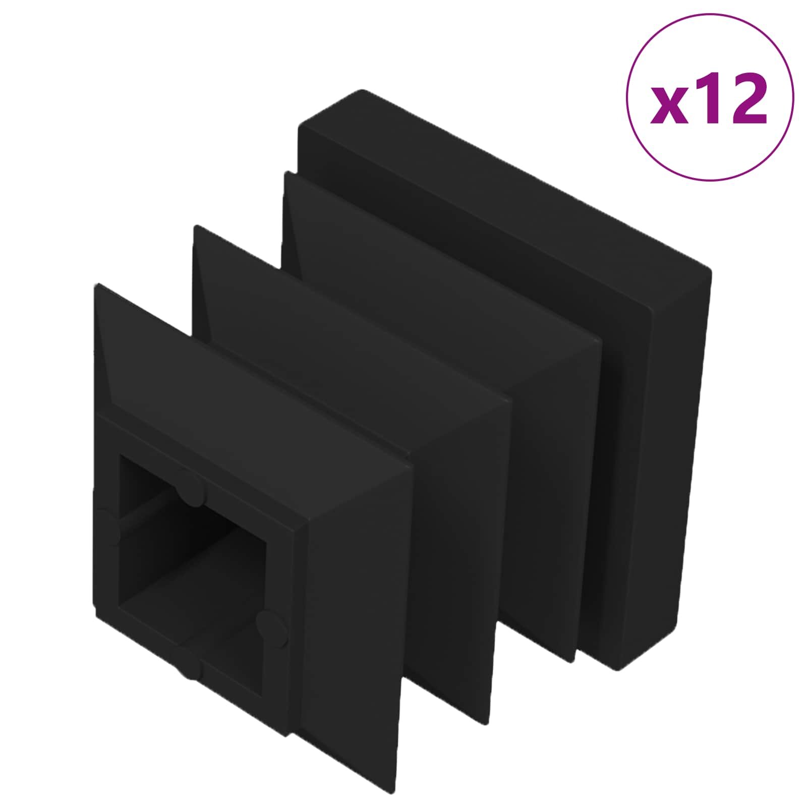 vidaXL Végsapkák 12 db Fekete 15 x 15 x 15 mm PP