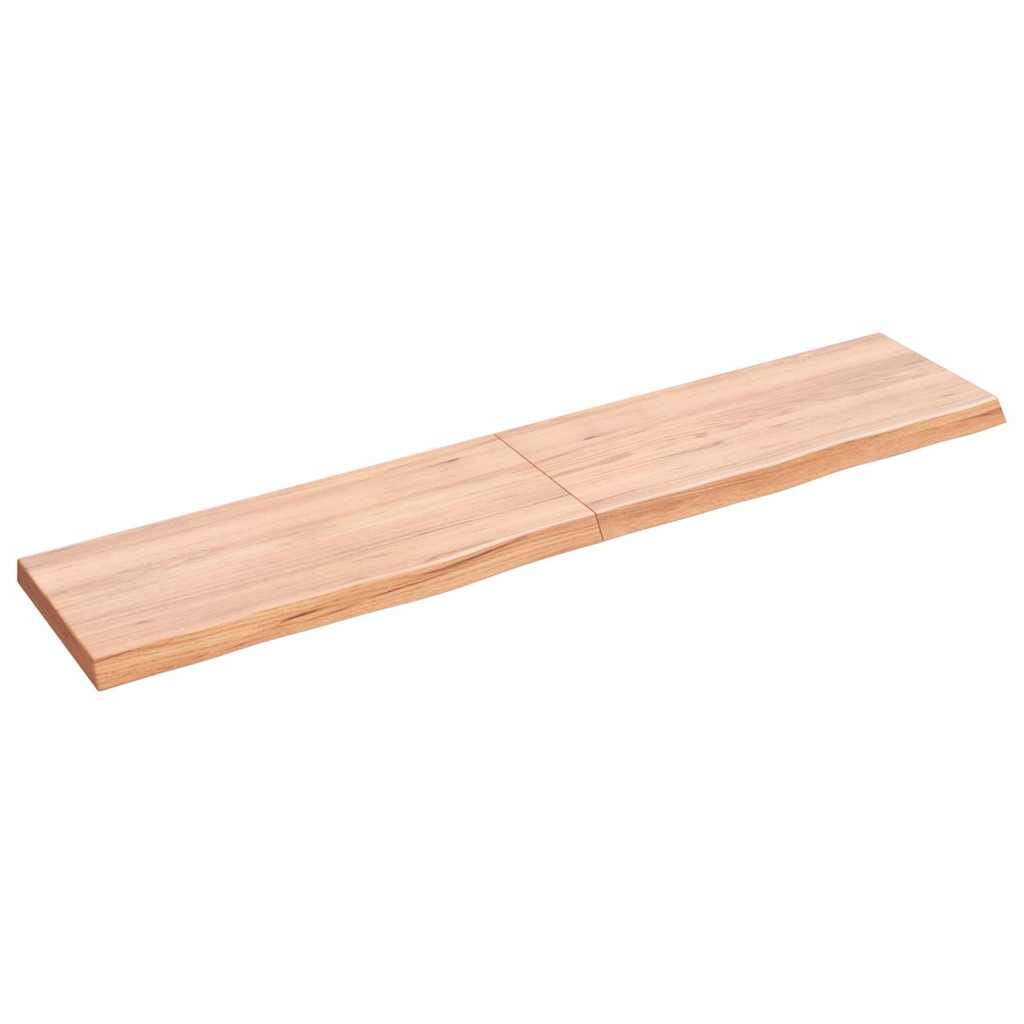 vidaXL világosbarna kezelt tömör fa fürdőszobai pult 140x30x(2-4) cm