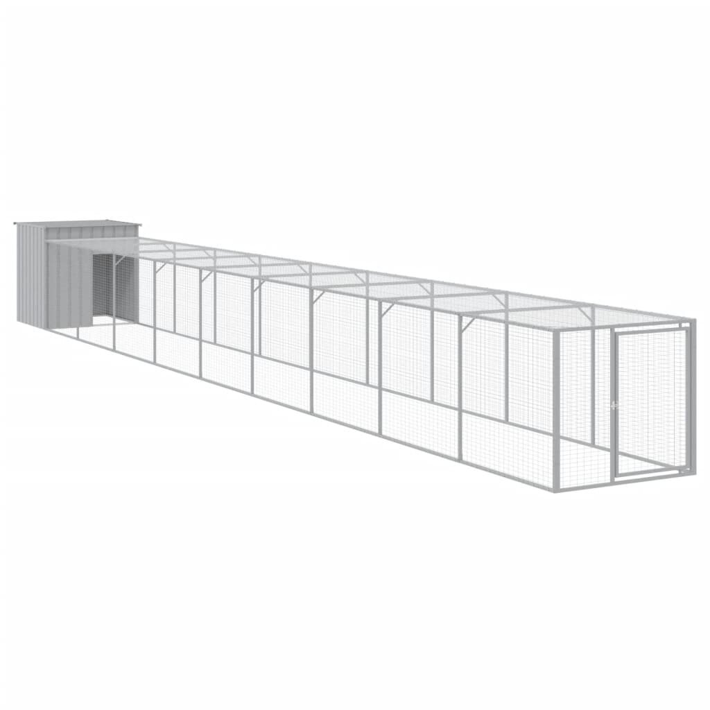 vidaXL világosszürke horganyzott acél tyúkketrec 110x1017x110 cm