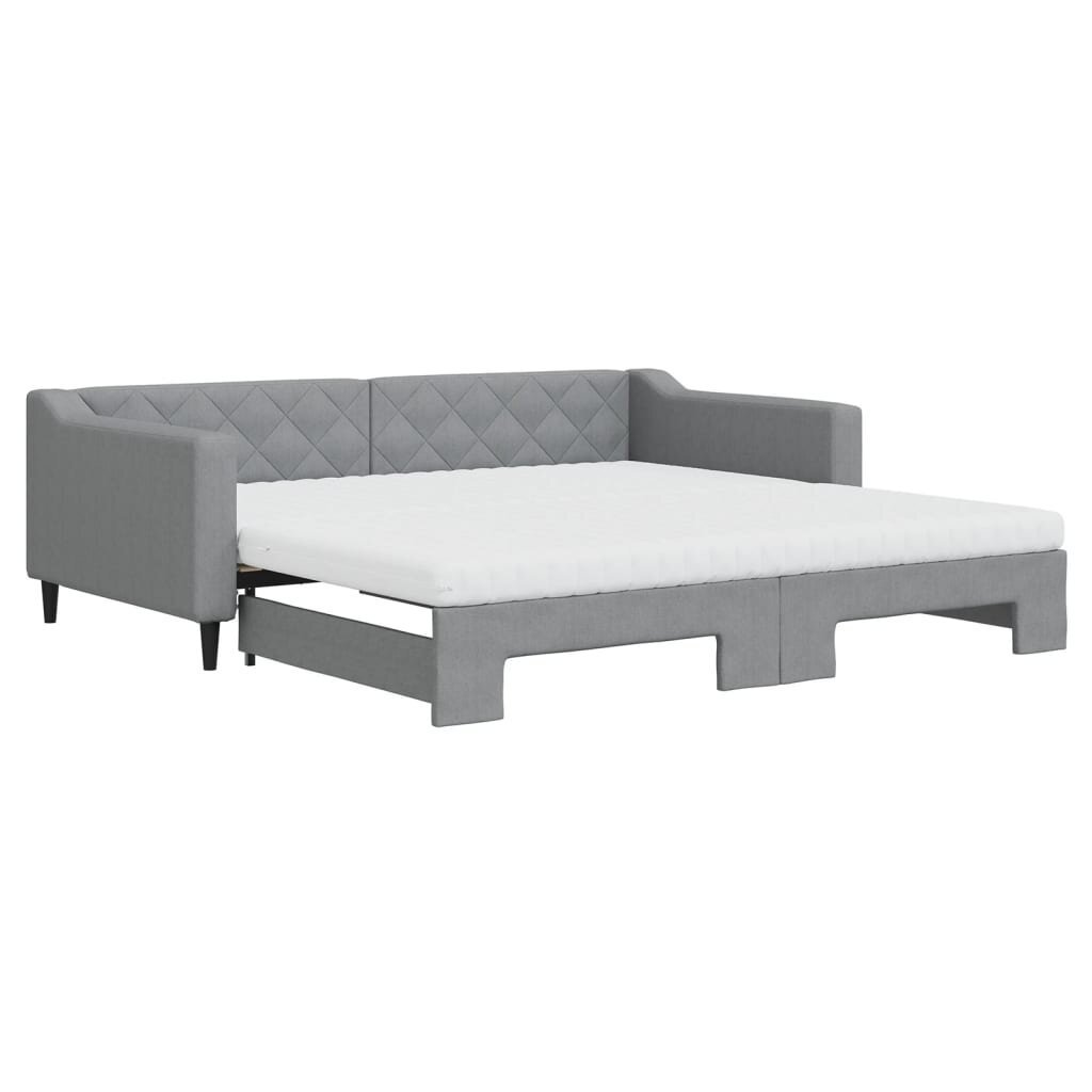 vidaXL világosszürke kihúzható szövet heverő matracokkal 100 x 200 cm