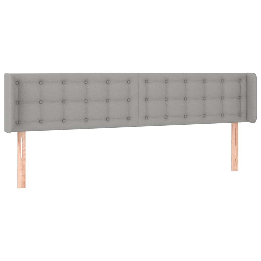 vidaXL világosszürke szövet fejtámla szárnyakkal 203x16x78/88 cm