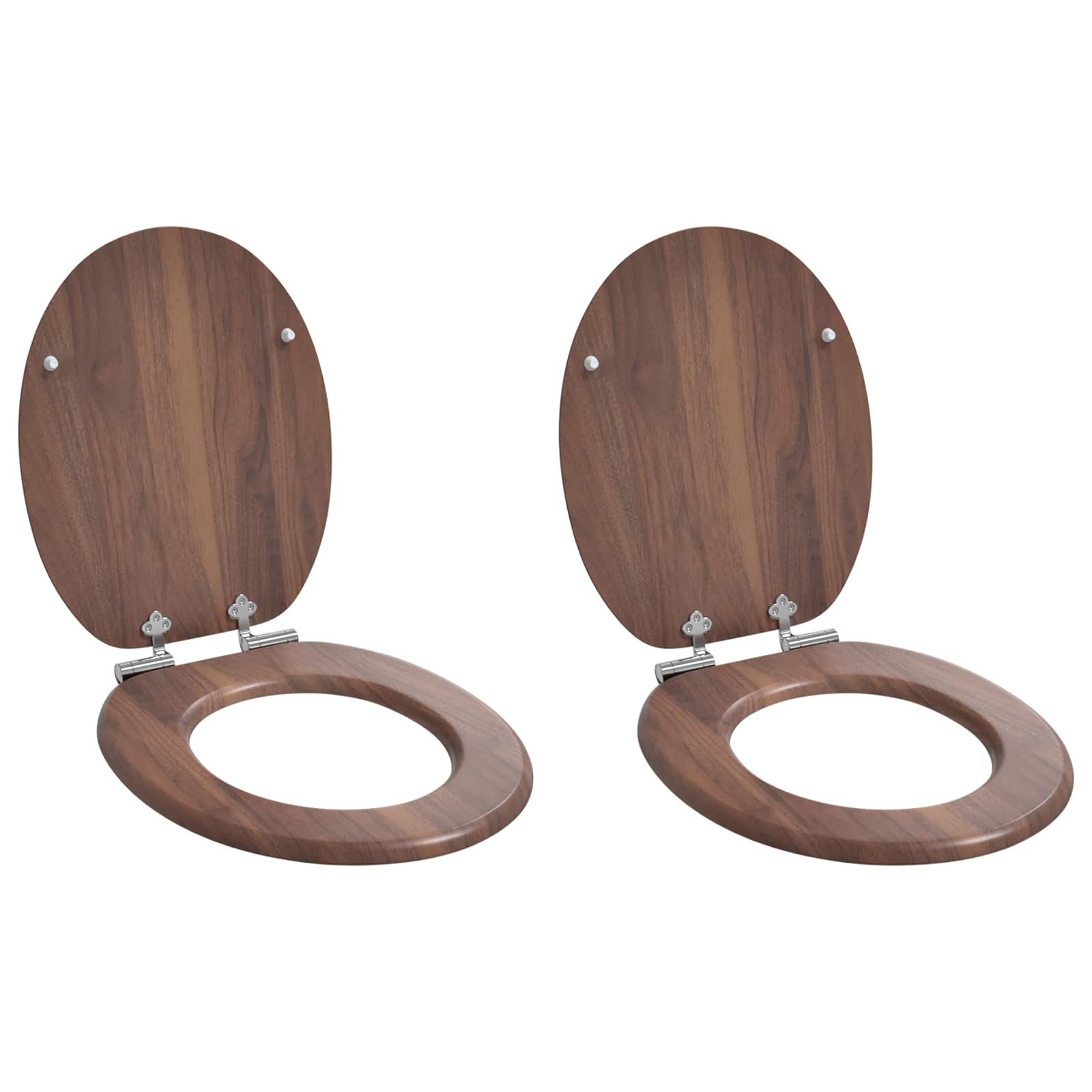 vidaXL WC ülőke 2 pcs Barna 44 x 38 cm Szerelt Fa
