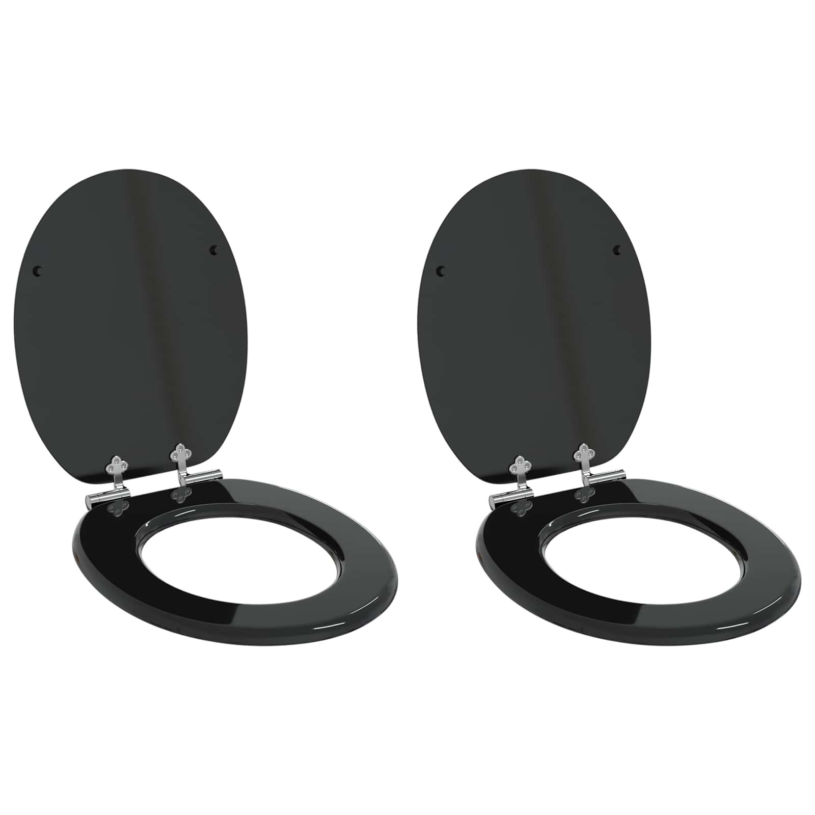vidaXL WC ülőke 2 pcs Fekete 44 x 38 cm Szerelt Fa