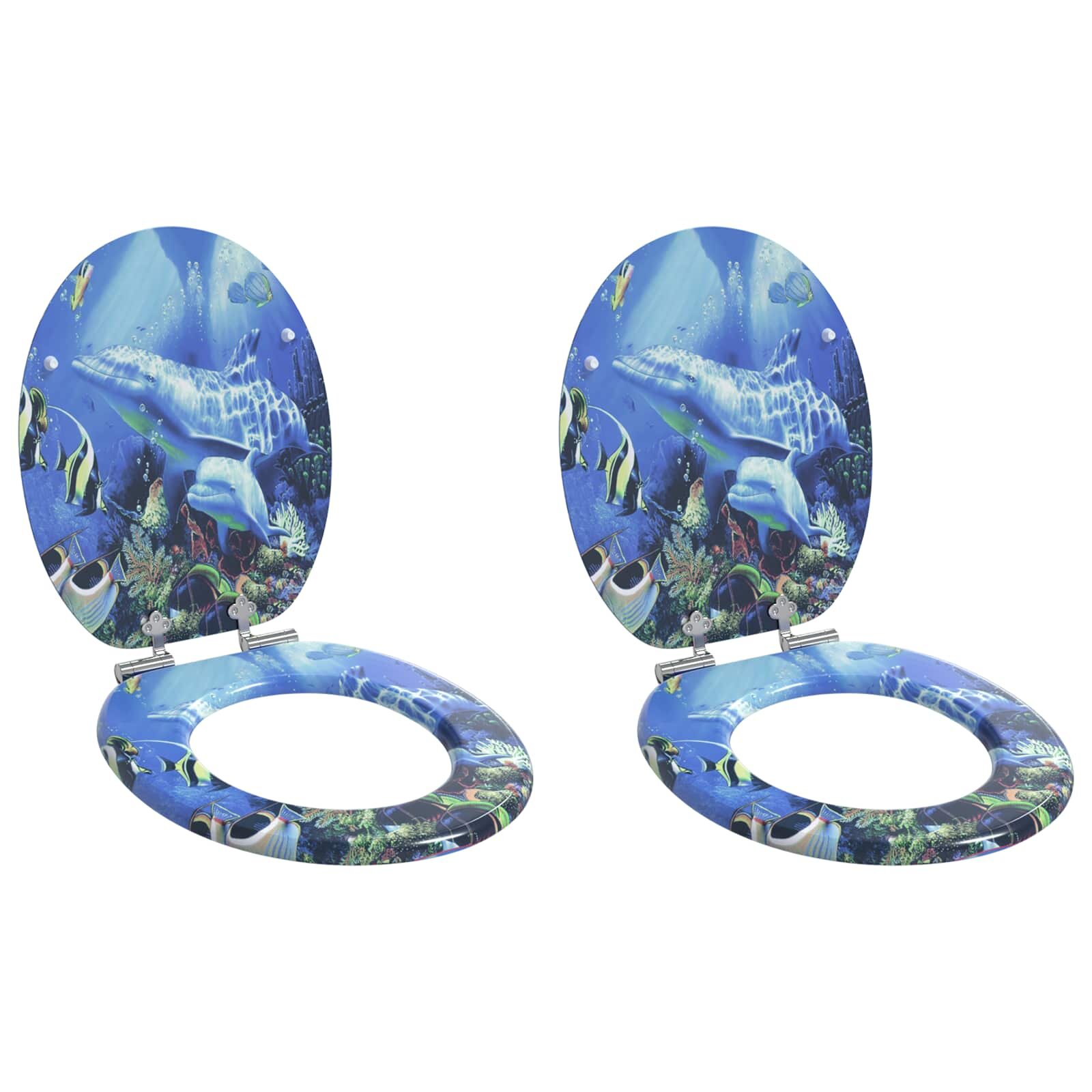 vidaXL WC ülőke 2 pcs Kék 44 x 38 cm Szerelt Fa