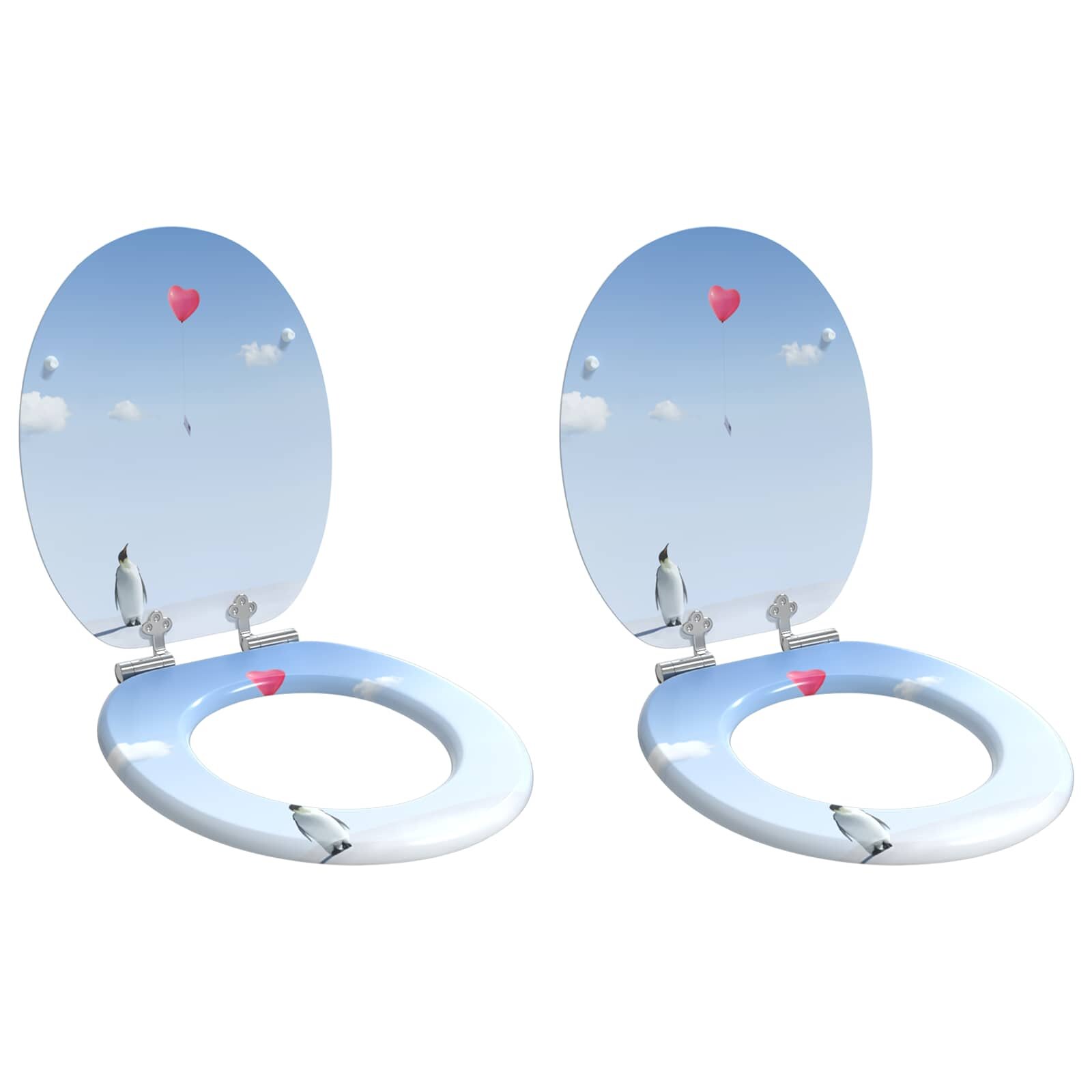 vidaXL WC ülőke 2 pcs Kék 44 x 38 cm Szerelt Fa