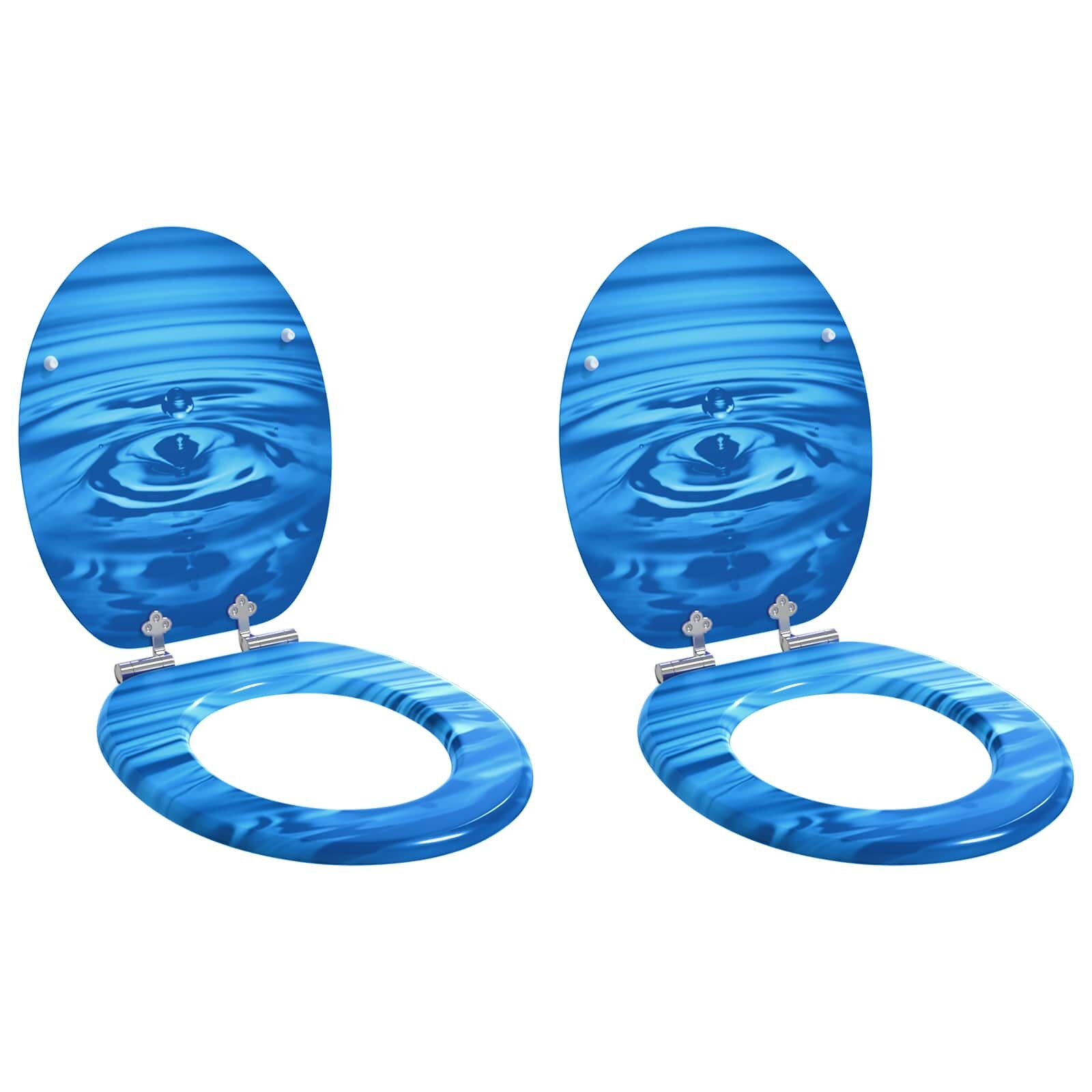 vidaXL WC ülőke 2 pcs Kék csepp 44 x 38 cm Szerelt Fa