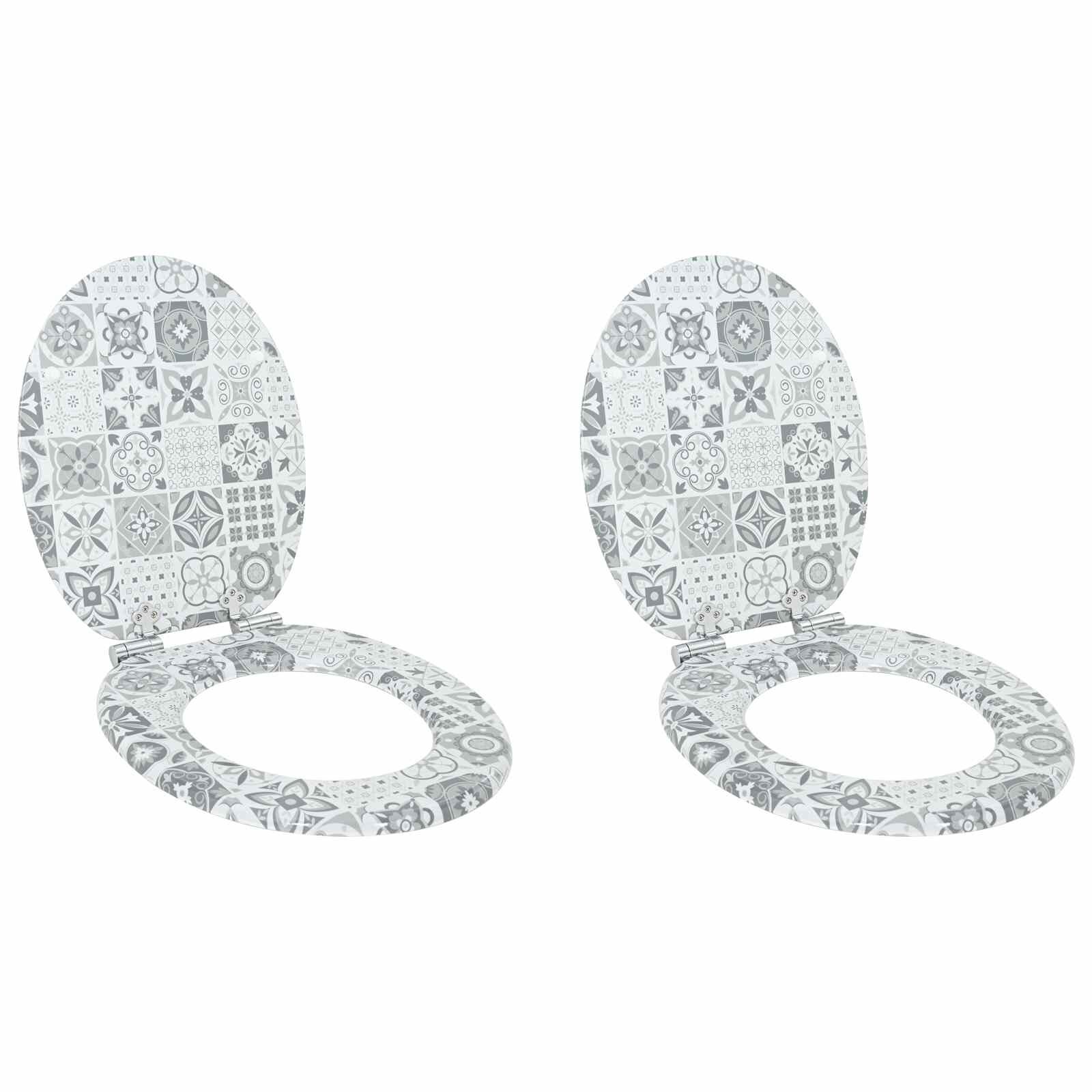 vidaXL WC ülőke 2 pcs Kék és fehér porcelán 44 x 38 cm Szerelt Fa