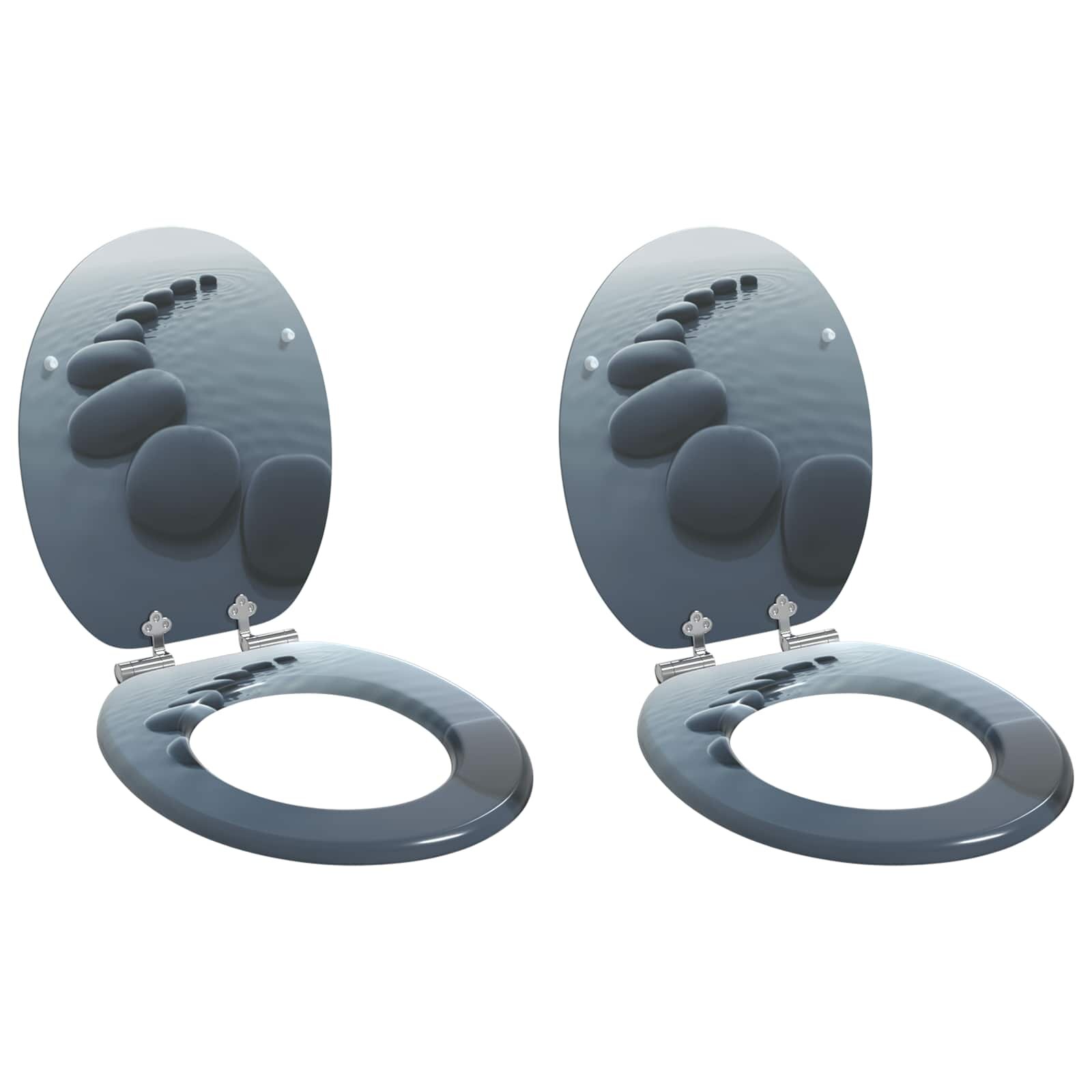 vidaXL WC ülőke 2 pcs Szürke 44 x 38 cm Szerelt Fa