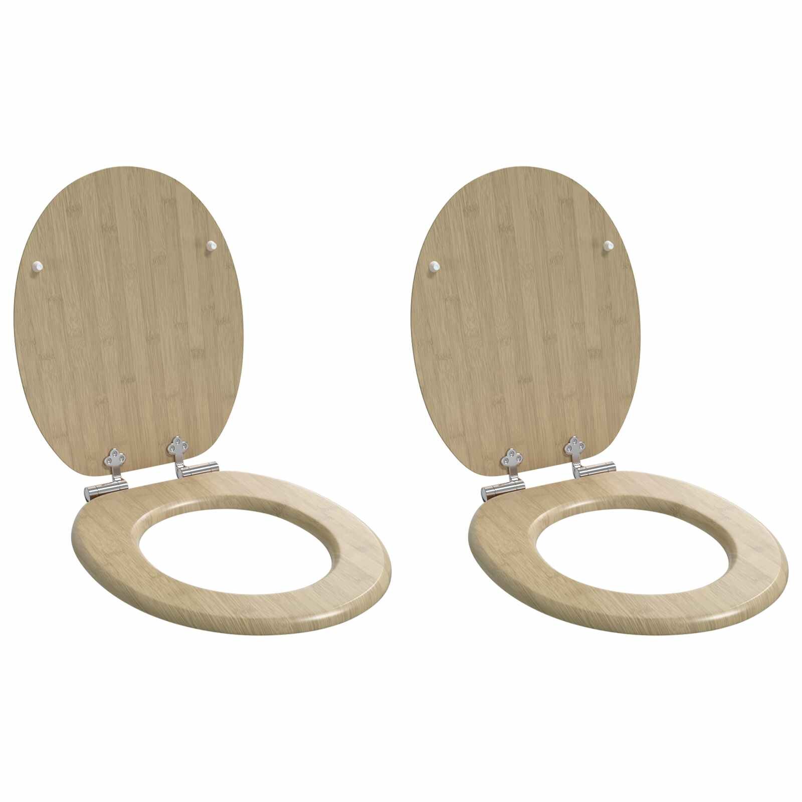 vidaXL WC ülőke 2 pcs Világos bambusz szín 44 x 38 cm Szerelt Fa