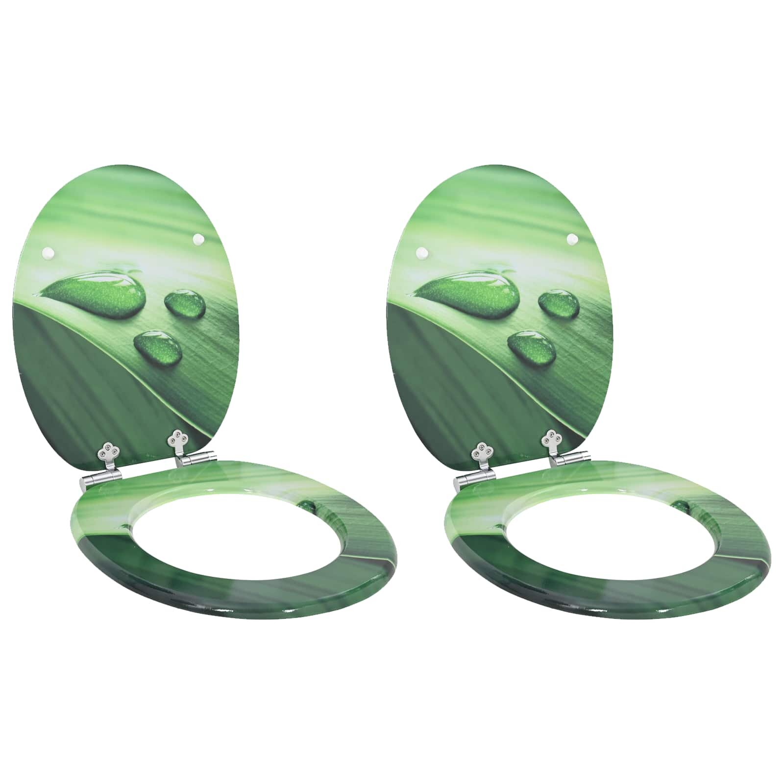 vidaXL WC ülőke 2 pcs Zöld csepp 44 x 38 cm Szerelt Fa