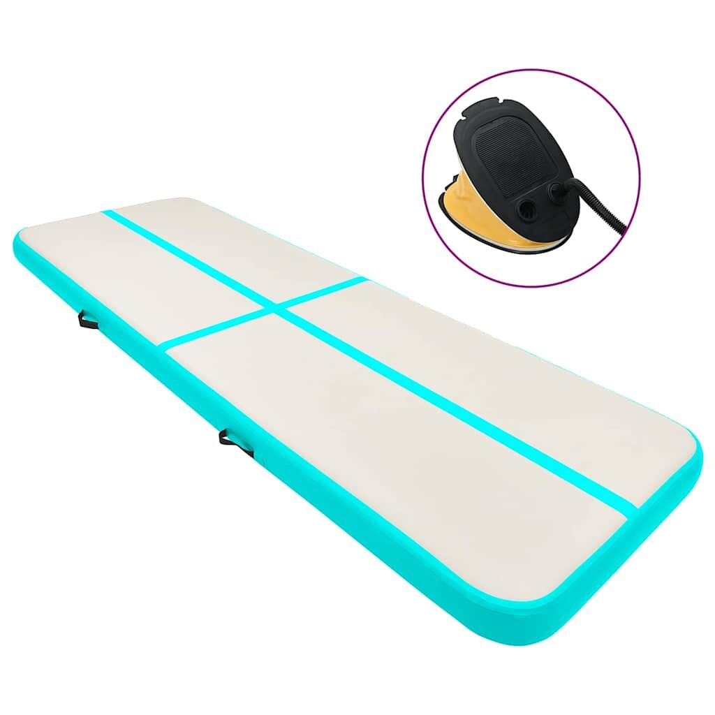vidaXL zöld PVC felfújható tornamatrac pumpával 800 x 100 x 20 cm